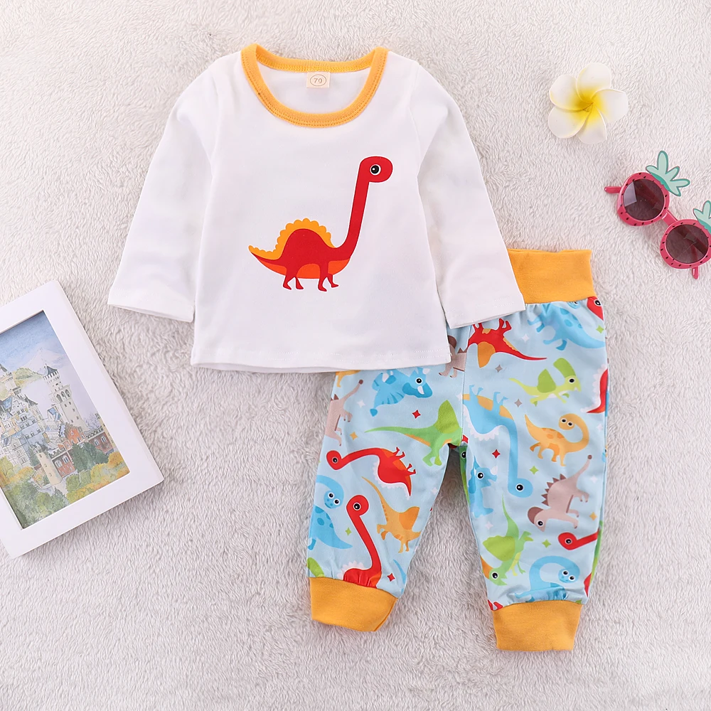 Dinosaur Infant Baby Boy Girl Tops+Pants Outfits Set Dinosaur Long