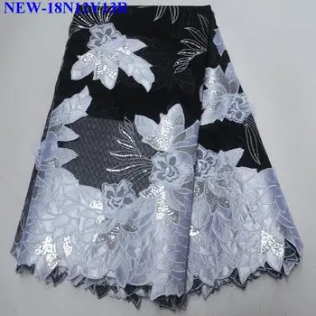 

Wthie + Black Nigerian Tulle Lace Fabric Bridal Fashion African French Lace Fabric 5 Yards Sequin Organza Lace Fabric WH-05