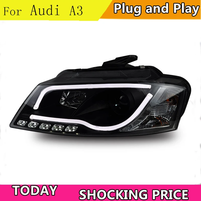 Doxa автомобильный Стайлинг для Audi A3 фары 2008-2012 светодиодный ные DRL линзы двойной