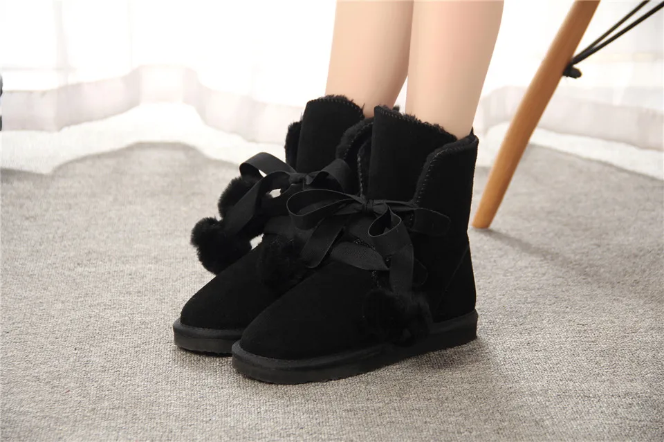 JXANG/модные женские зимние ботинки наивысшего качества ботинки из натуральной воловьей кожи теплые зимние ботинки женские ботинки на шнуровке США 3-13