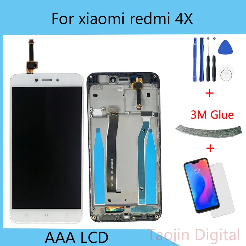 Goede Voor Xiaomi Redmi 4X LCD Display met Frame Screen Touch Panel Redmi 4X LCD Display digitizer Frame Assembly Onderdelen Reparatie onderdelen