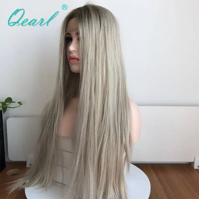 Ombre Ashy Blonde Color Human Hair Full Lace Wig Brazilian Remy