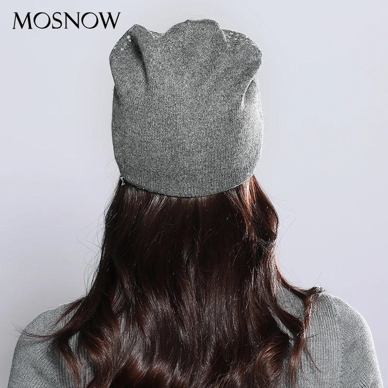 Зимняя шапка женская Вязаная Шерстяная кепка со стразами модная новинка осень 2019