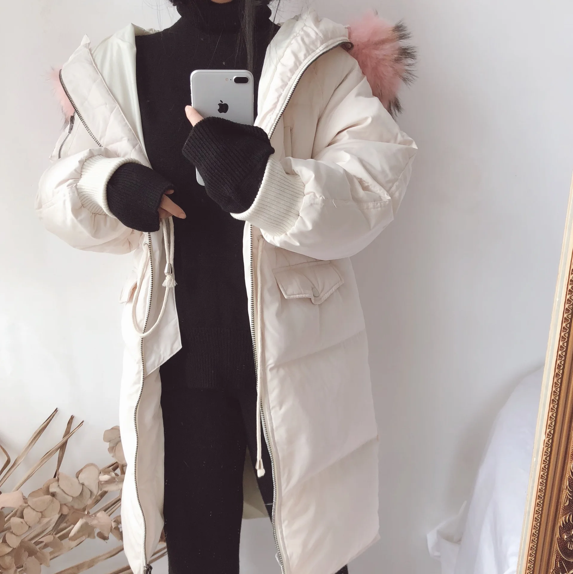 Épaissir Chaud Laveur 2017 Qualité De Luxe Fourrure Real Vestes noir Snowoutwear Collier Vers Femmes ardoisé Bas Big Beige Long Le Haute Manteau Femelle Raton RRZqv