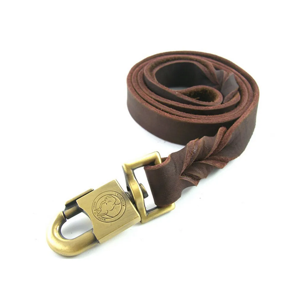 Ceny Luksusowe duże pies skóra smycz dla psa smycz treningowa liny do chodzenia prawdziwej skórzana smycz dla psa