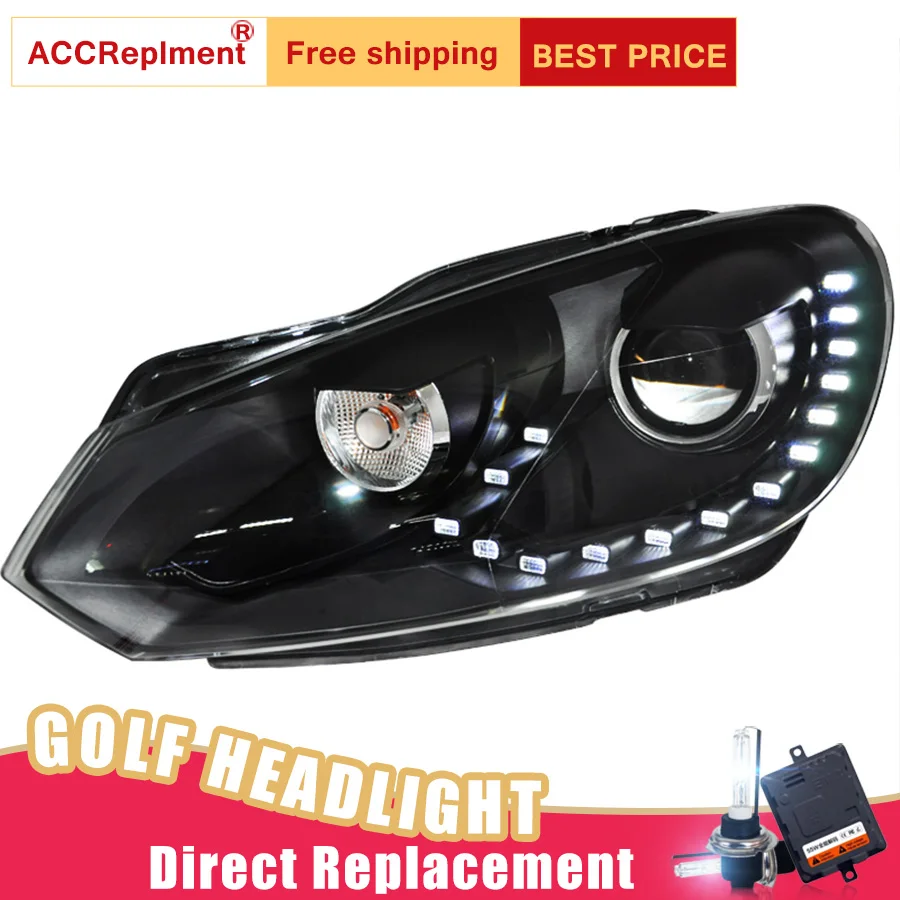 2 шт светодиодный фары для VW Golf 6 2009-2013 светодиодный огни автомобиля глаза ангела xenon HID комплект протовотуманная подсветка Габаритные огни