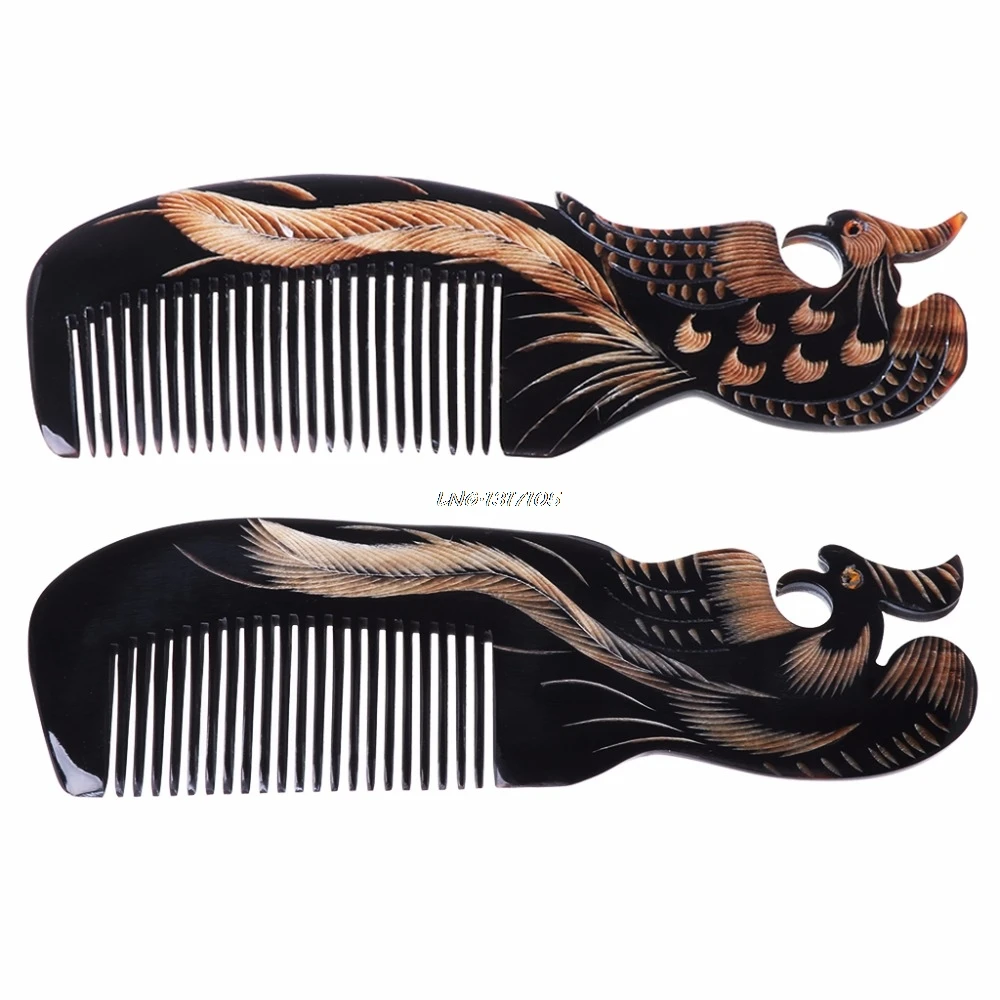 Natural Ox Horn Comb Hand Carved Hair Loss Treatment Brush Massage