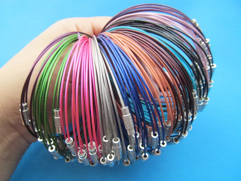 

20pcs 9.6inch Multicolor Round Stainless Steel Wire Bracelet Chain Hoop Chocker,1mm Twist Clasp /Screw Clasp,Jewelry Accessory