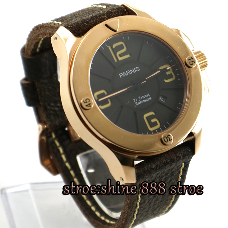 

Parnis 47mm Gray dial luminous Golden Polished Stainless Steel Case MIYOTA Automatic movement men's watch