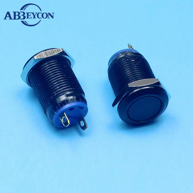 

1244 12mm 1NO flat head momentary waterproof black push button switch wholesale switch