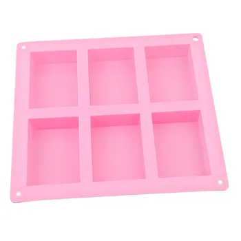 

1PC 6 Handmade Rectangle Silicone Soap Mold Chocolate Cookies Mould Cake Decorating Fondant Molds Pink Color QB888084