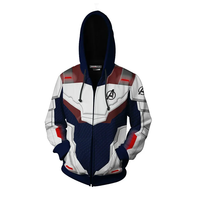 Men Avengers Endgame Cosplay Quantum Realm Hoodie 3D Print Jacket Superhero Zipper Sweatshirt Long sleeve Unisex