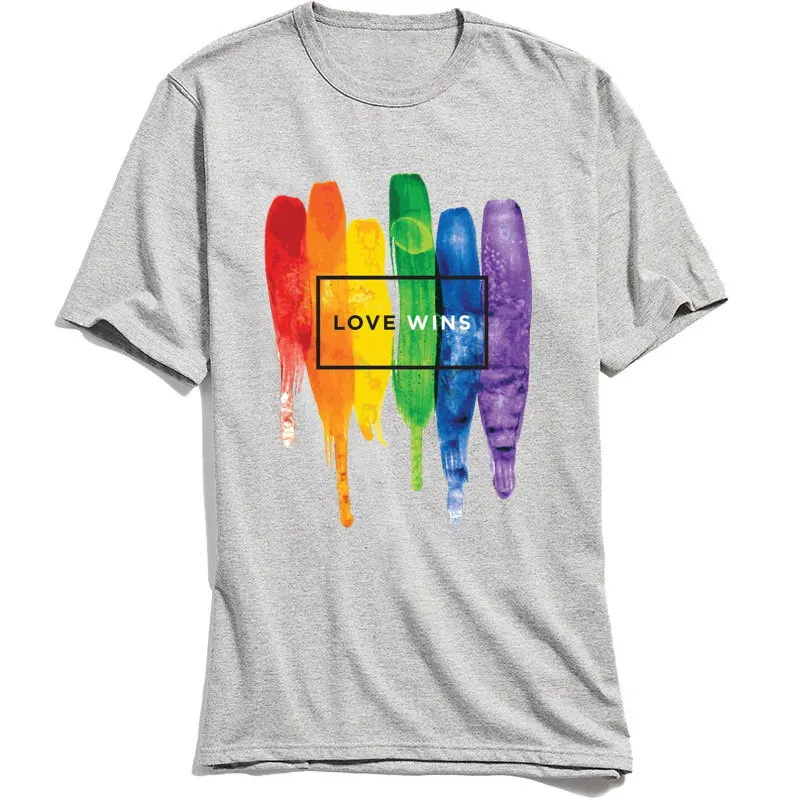 Мужская футболка с радужной полоской Love Wins хлопковая Футболка в стиле хип хоп