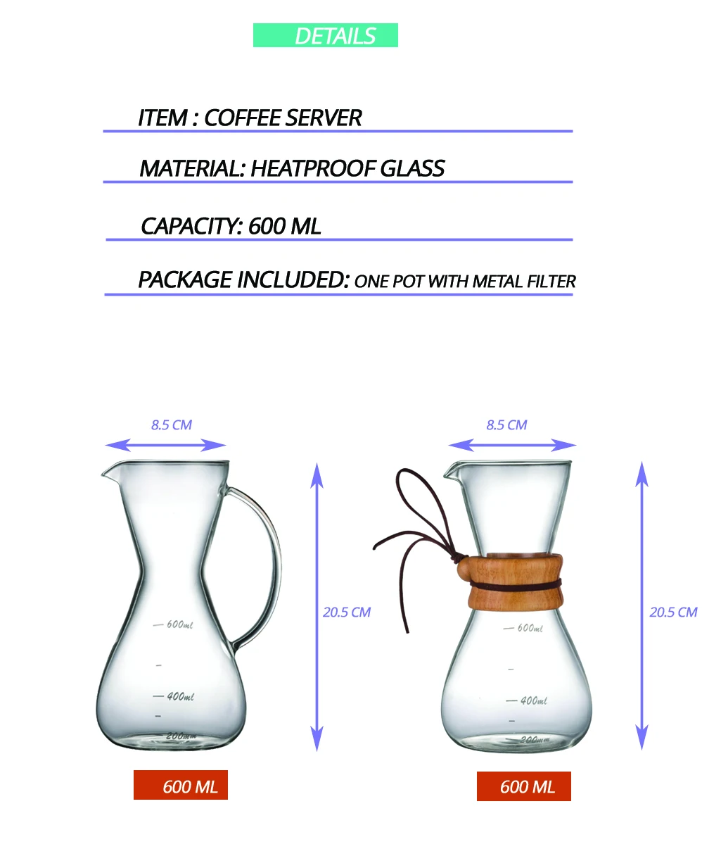 Эко кофе боросиликатного стекла V60 кувшин Expresso чайник Pour над кофейник с матальным фильтром аксессуары для кафе в запасе
