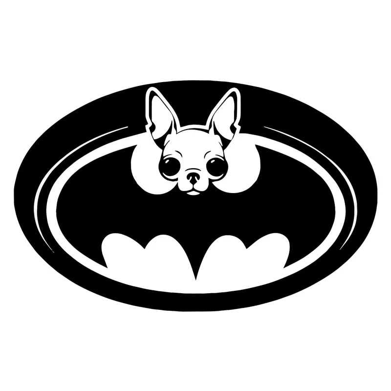 

12.7*8.1CM CHIHUAHUA Batman Logo Dog Creative Car Stickers Classic Funny Window Decorative Decals C6-1457