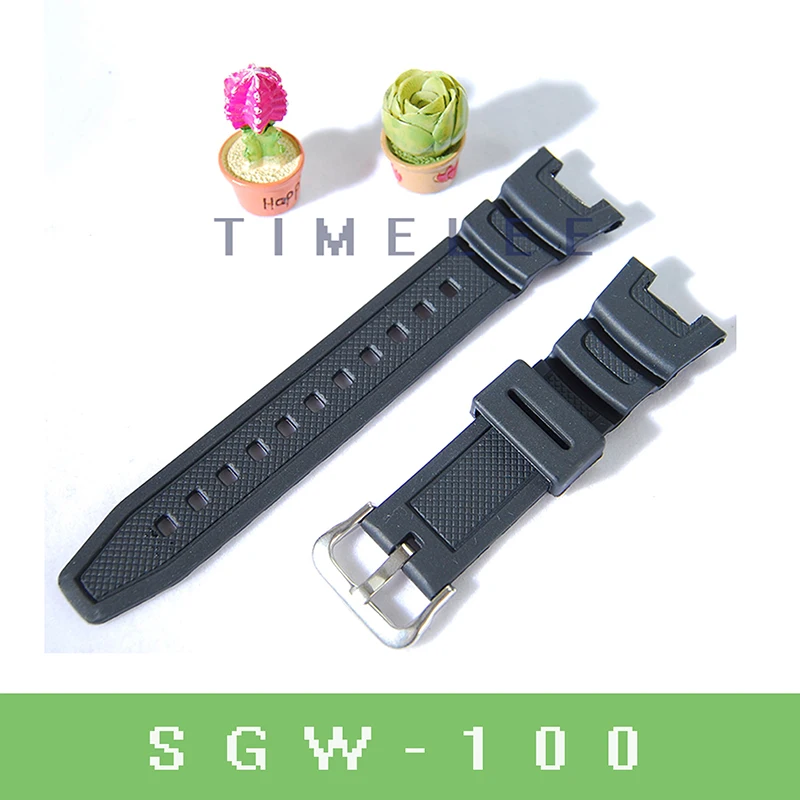 

Black Silicone Rubber waterproof Strap Replacement for casio SGW-100 Driving Sport Watch accessories