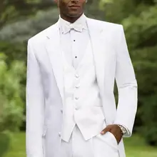 Terno Masculino, стиль, высококачественный портной пиджак, мужские костюмы из 3 предметов, пальто с ласточковым хвостом, белый, с отворотом, с двумя пуговицами