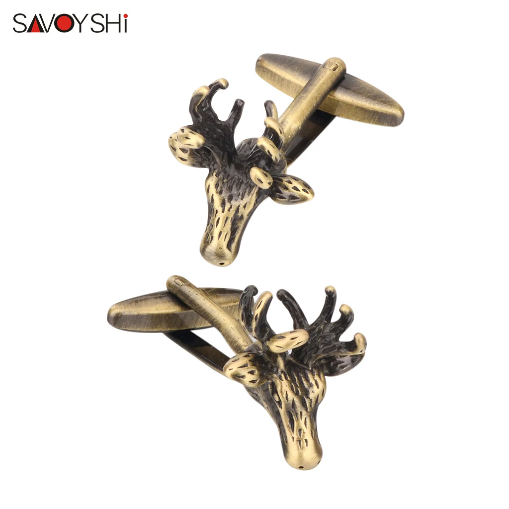 SAVOYSHI Высококачественная винтажная бронзовая фигурка оленя Запонки мужские металлические рубашки запонки брендовые ювелирные изделия с подарочной коробкой