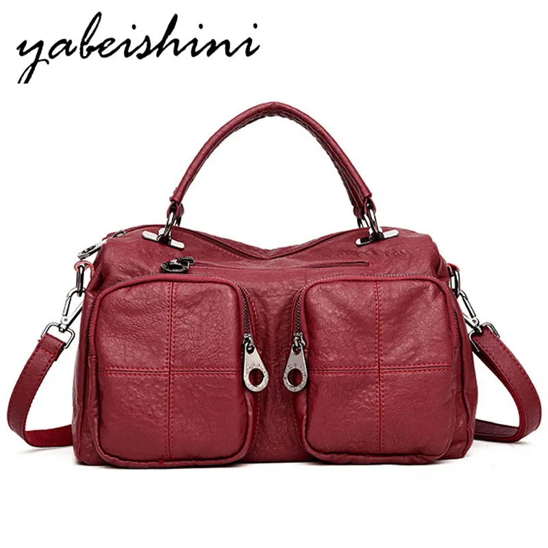 

Fashion solid color shoulder bag retro ladies shoulder bag female shopping multi-function high quality leather ladies handbag