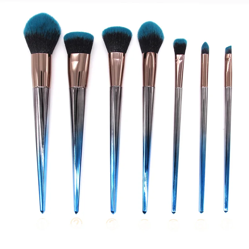 

Fashion 7pcs Gradual Change Unicorn Professional Complete Makeup Brushes Kit Blue Grey Color Cosmetic Beauty Make Up Brush Set