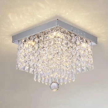

Square Crystal Led Chandeliers For Home Hallway Decorting High Power Support Lighting Fixture