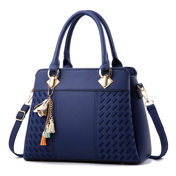 HJPHOEBAG модная женская сумка с кисточками из искусственной кожи, Сумка с вышивкой, сумки через плечо, женская сумка на плечо, простой стиль, bolsa YC206 - Цвет: Blue
