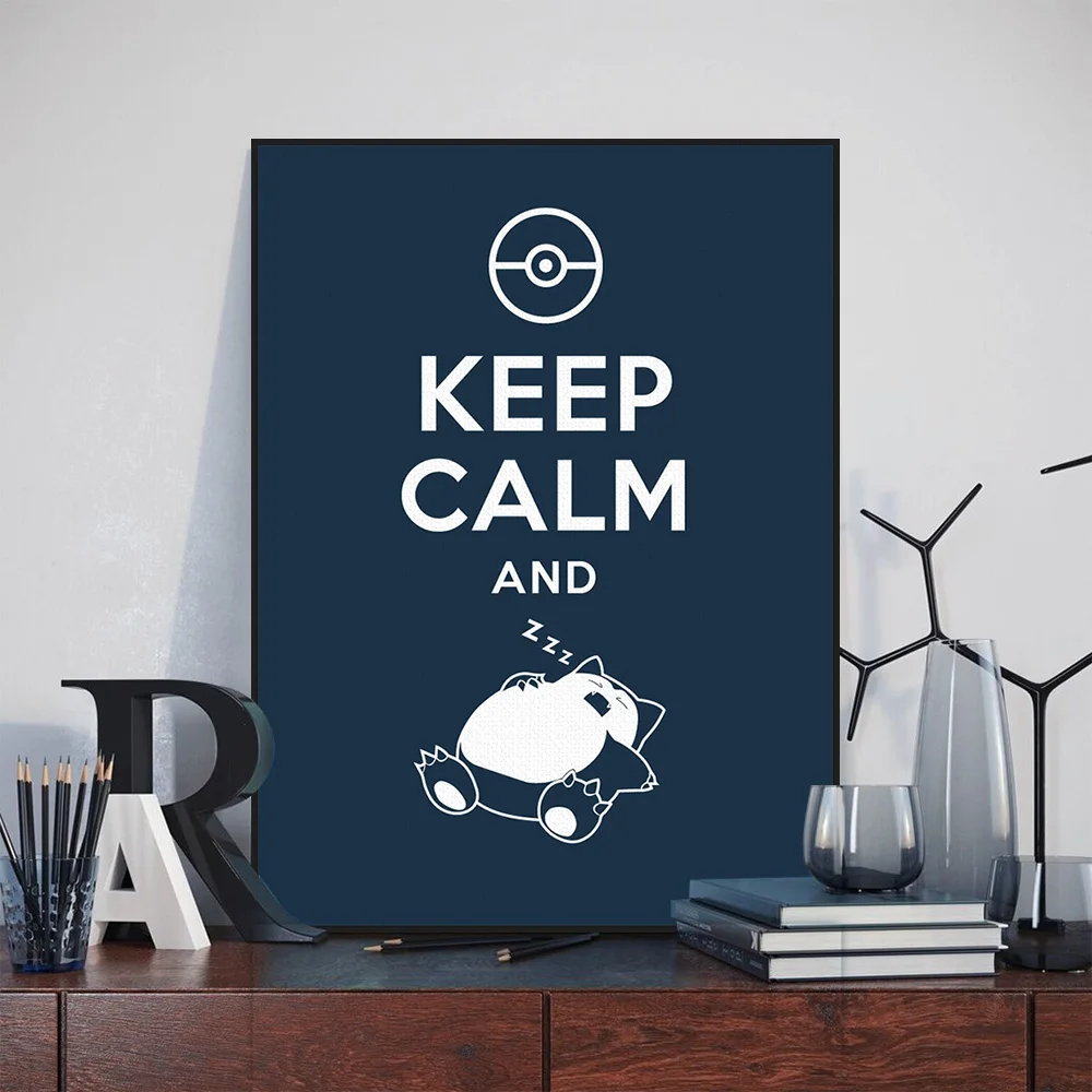

Anime Game Pokemon Snorlax Keep Calm Quote Painting On Canvas Modern Home Prints Living Room Deco Wall art decorate poster