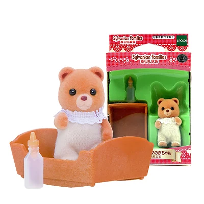 Sylvanian Families коричневый медведь ребенок w/бутылка кукольный домик животное пушистые игрушки Фигурки девушка подарок 34128 - Цвет: Brown bear baby