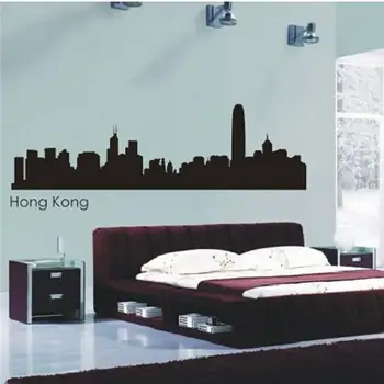 

Hongkong Skyline Decal Wall Sticker Vinyl Stickers Decor Mural Art Living Room Home Decoration Landmark Skyline Wall Decal