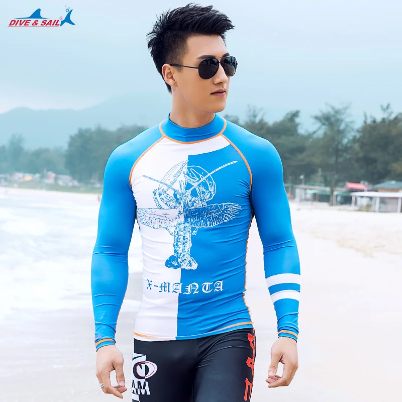 DIVE&SAIL men SwimSuit Scuba Surf Diving T Shirt Swimwear Rash Guard