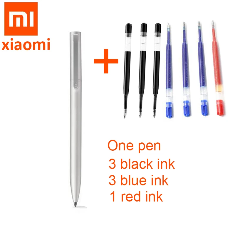 

Original Xiaomi Mijia Metal Sign Pen PREMEC Smooth Refill 0.5mm Signing Pen Mi Aluminum Alloy Pens add Blue Black Red Refill ink