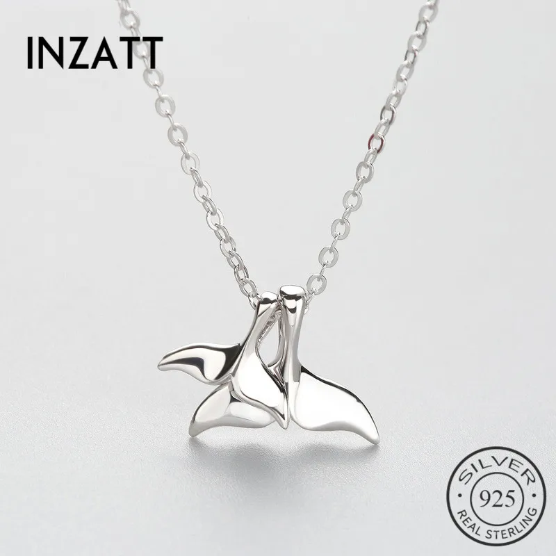 

INZATT New Real 925 Sterling Silver Dolphin Pendant Necklace for Women Cute Animal Fashion Jewelry Bijoux Birthday Party Gift