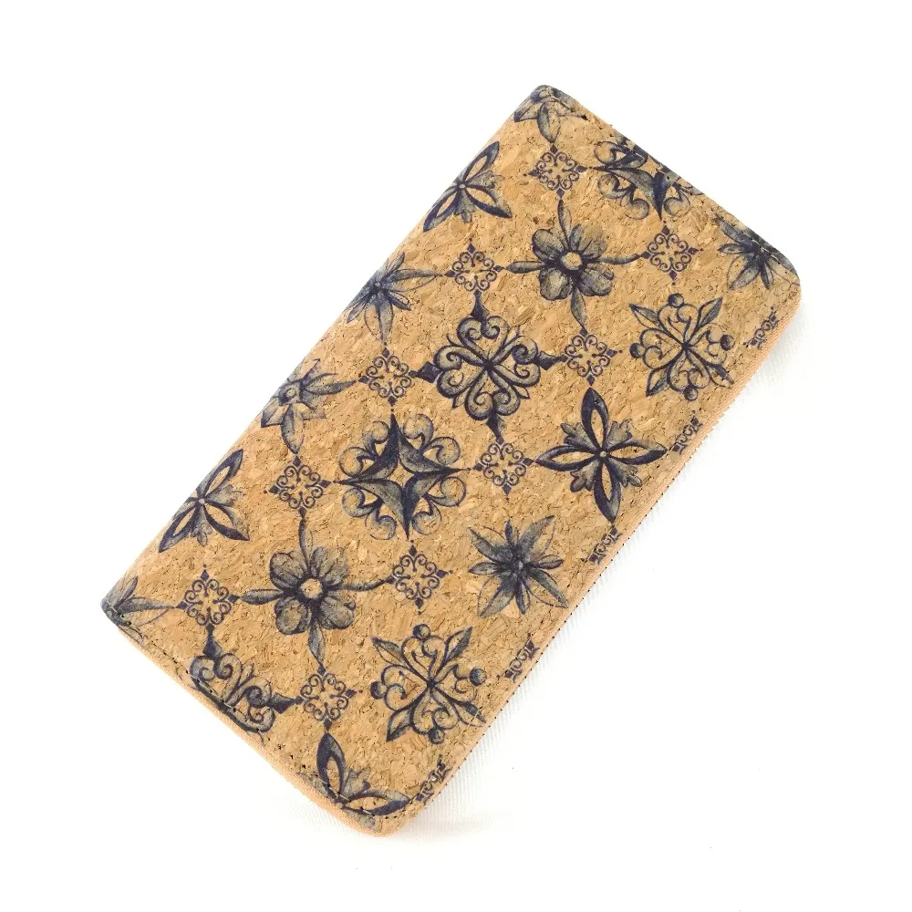 portugal tile print cork leather card wallet 1