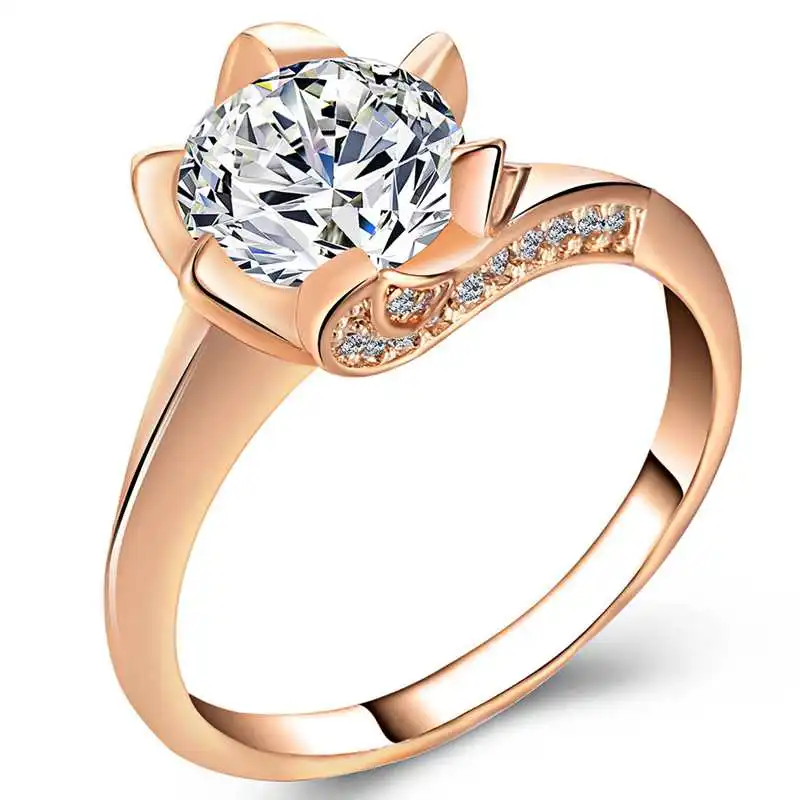 

2019 new fashion crystal zircon flower wedding ring female jewelry accessories rose gold engagement ring Bague Femme