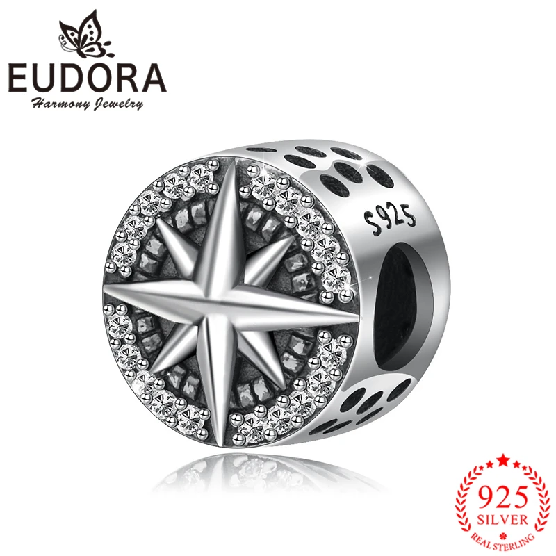 

Eudora Real 925 Sterling Silver Zircon North Star Charm fit Women Girls Bracelets & Necklaces Fashion Jewelry Anniversary Gift