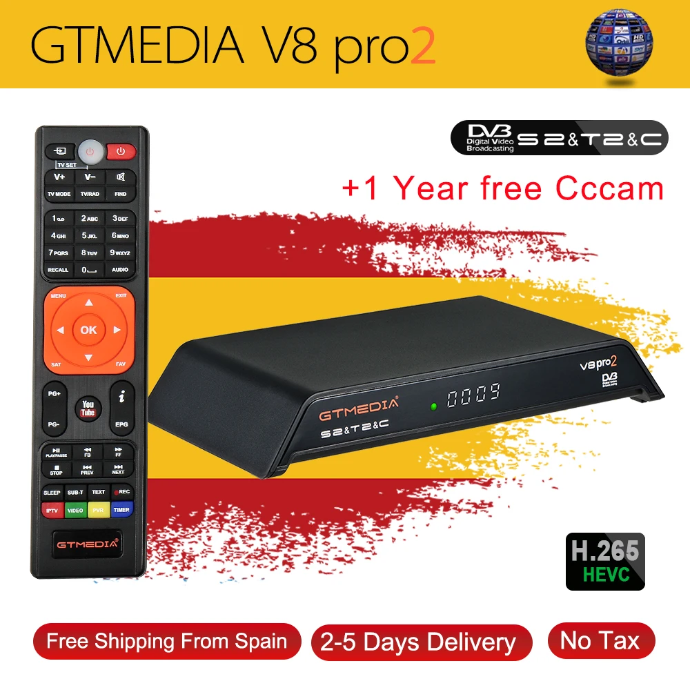 

GTmedia V8 Pro2 Receptor DVB-S2 DVB-C DVB-T2 Built-in WiFi H.265 Support IPTV PowerVu DRE &Biss key Satellite TV Receiver 1080P