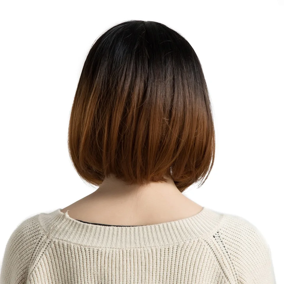 Blonde Unicorn 12 Inch Synthetic Bob Short Straight Hair Wig Dark