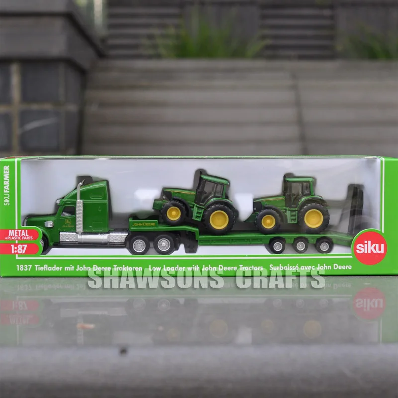 

SIKU 1837 DIECAST MODEL TOYS 1:87 LOW LOADER WITH JOHN DEERE TRACTORS REPLICA