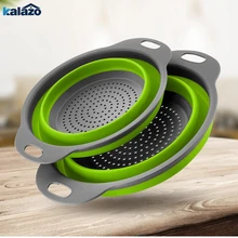 

Foldable Silicone Colander Fruit Vegetable Washing Basket Strainer Strainer Collapsible Drainer With Handle Kitchen Tools