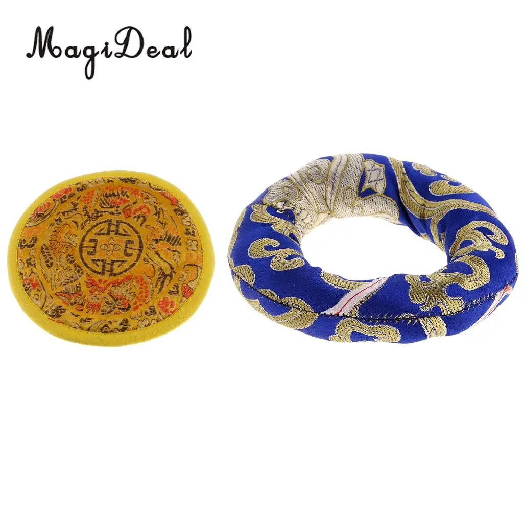 Random Color Round Silk Tibetan Singing Bowl Ring Cushion for Dharma 10&12cm