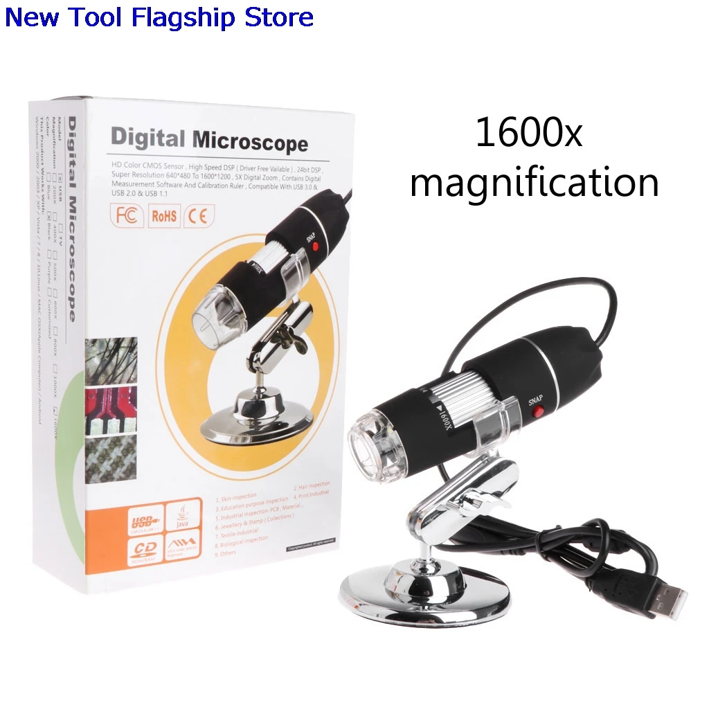 1600X2 Мп зум микроскоп 8 светодиодный USB цифровой Ручной Лупа эндоскоп камера