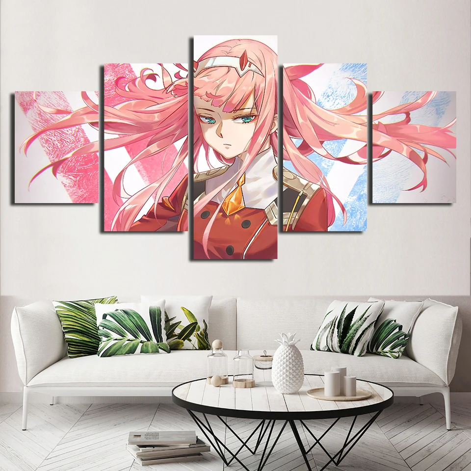 Waliicorners Canvas Home Decor Hd Printed 5 Panel Darling in the Franxx Painting Anime Poster Wall Art Modular Picture For Bedside Background 5 HTB1pXFtaKH2gK0jSZFEq6AqMpXah