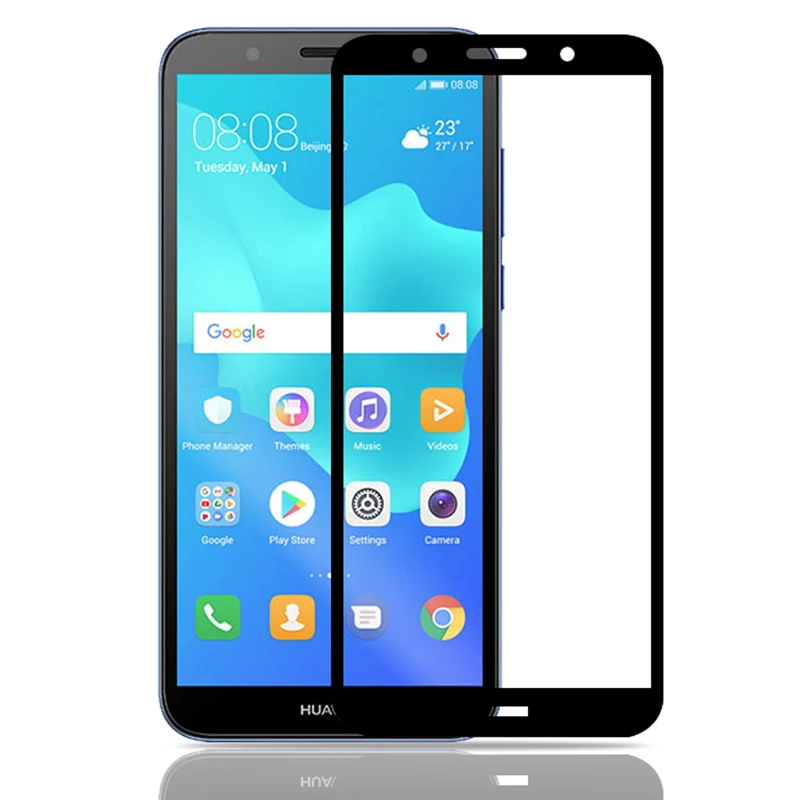 Закаленное Стекло для huawei y5 prime 9 h полное покрытие Экран Protector glas безопасности на для huawe 8e lite 5,45 дюймовая защитная пленка - Цвет: black