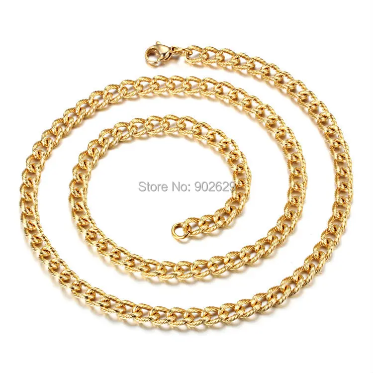

Brand new yellow gold color necklaces men women vintage chain necklace jewelry collares accessories free shipping 3N24K-18