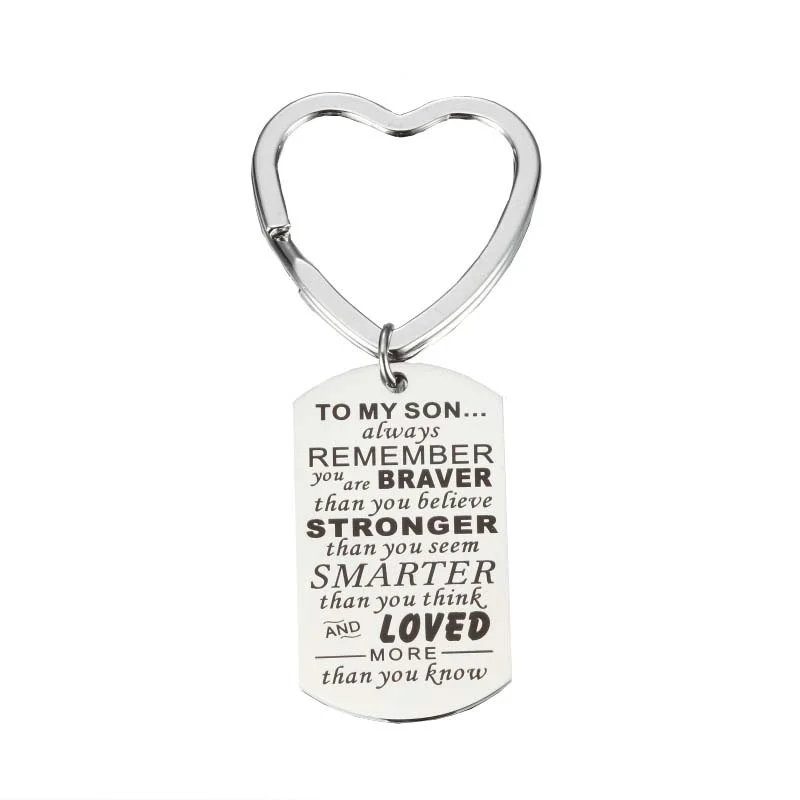 Keychain Модные аксессуары для моего сына всегда помните, что вы храбрец семья Jewelry нержавеющая сталь кулон брелок-Шарм цепочки и ожерелья - Цвет: Keychain