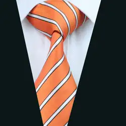 2016 Новинка Для мужчин галстук 100% шелк Оранжевый Полосатый жаккард Тканые галстук Gravata для официальных Свадебная вечеринка Бизнес