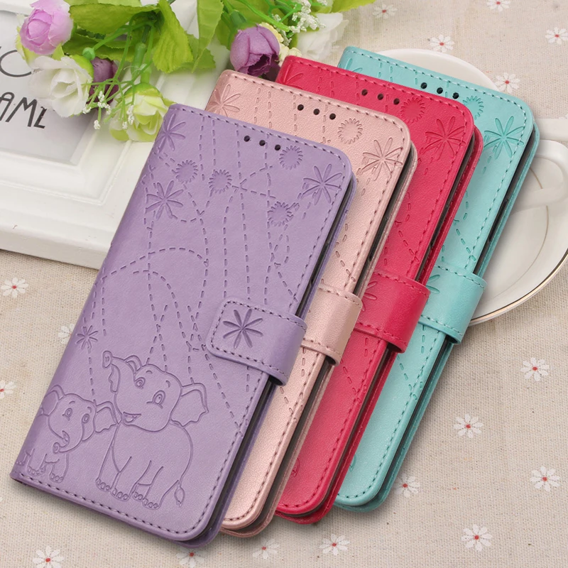 

Luxury Elephant PU Leather cases For Moto G6 Flip mobile phone cover Case sFor Moto G6 Plus Case wallet Capa Card slot Coque Bag