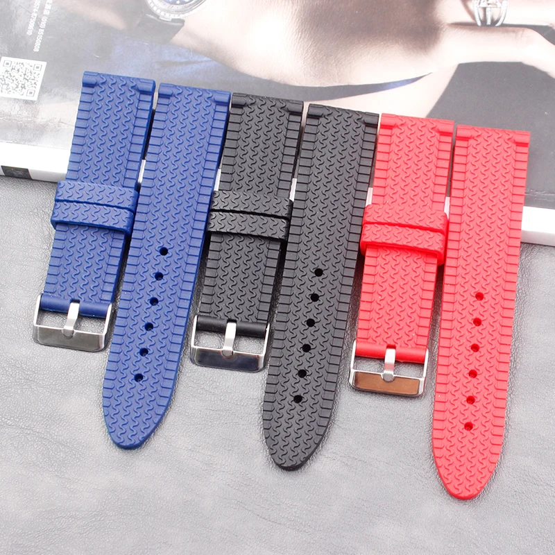 

Silicone strap men's pin buckle 24mm outdoor leisure sports waterproof rubber strap ladies strap buckle accessories