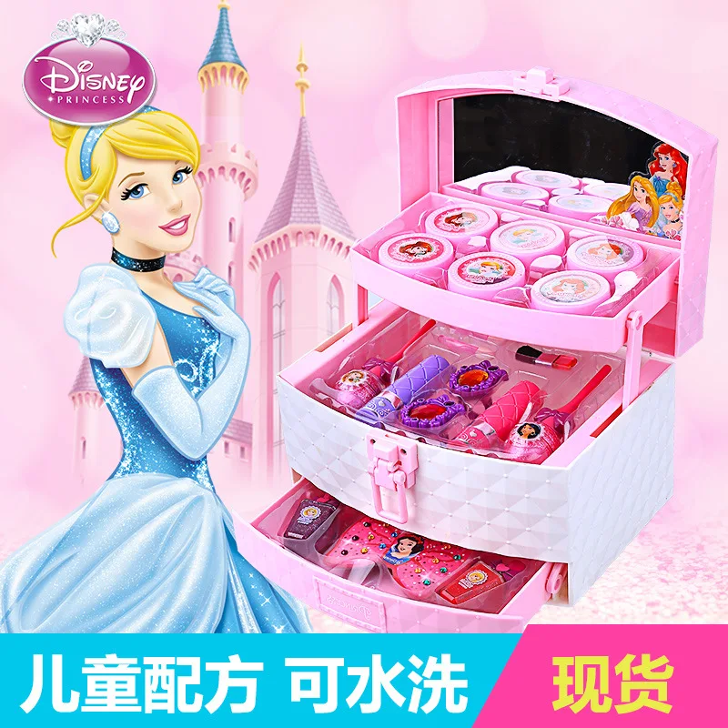 Disney Makeup Toys Cosmetics Princess Makeup Box Eye Shadow Lipstick Children Toys Girl House