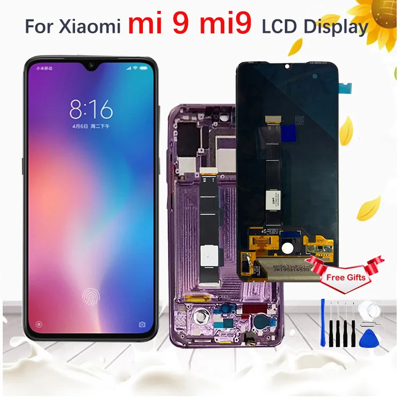 6,3" для Xiaomi 9 Mi9 AMOLED ЖК-экран с клейкая лента для телефона дигитайзер для Xiaomi 2340*1080 Mi9 дисплей